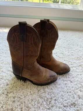 Kids Brown Leather Cowboy Boots - Classic Western Style